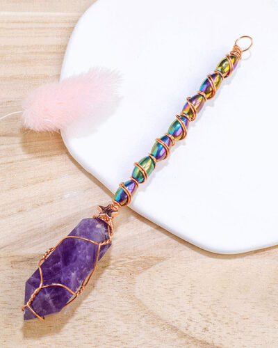 Hexagonal Colorful Double-Pointed Carved Crystals Wands