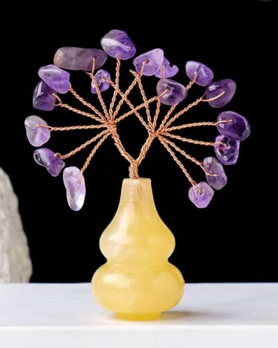 Small Crystal Ornaments Tree with Gourd-Shaped Base
