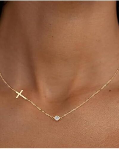 Unique Birthstone Cross Necklaces Stainless Steel