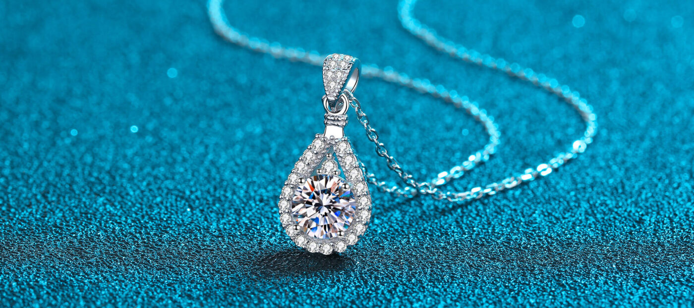 April Pear Shaped Diamond Pendant 10