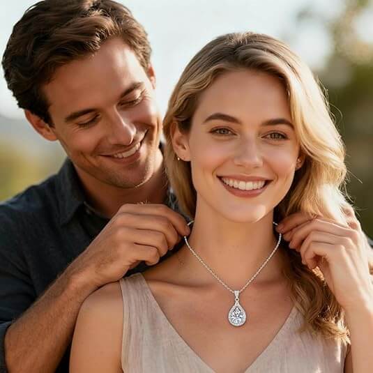 April Pear Shaped Diamond Pendant 2