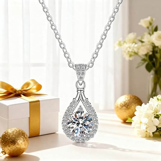 April Pear Shaped Diamond Pendant 4