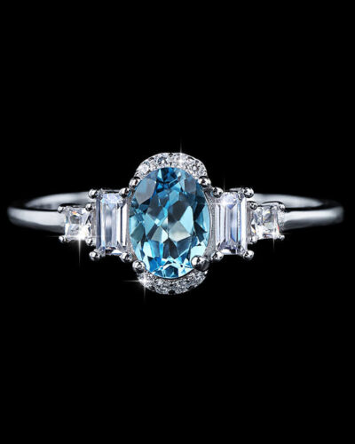 Alternative view of 925 Sterling Silver Aquamarine Diamond Rings Jewelry Gift for Bride