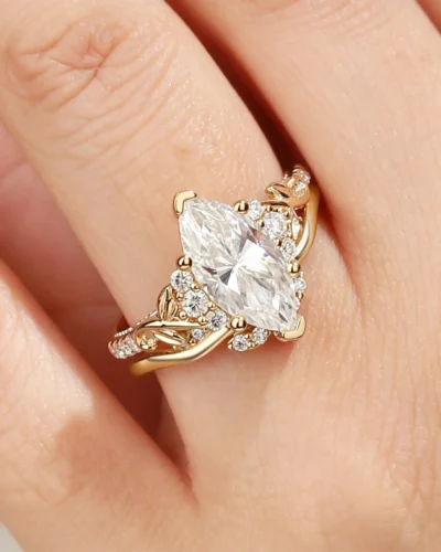 Alternatief beeld van Artistic S925 Sterling Silver Marquise Cut Moissanite Ring