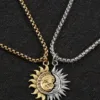 Asymmetrical Sun and Moon Couples Pendant Necklace
