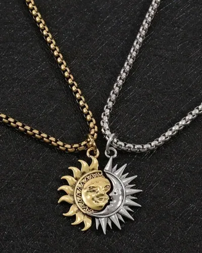 Asymmetrical Sun and Moon Couples Pendant Necklace