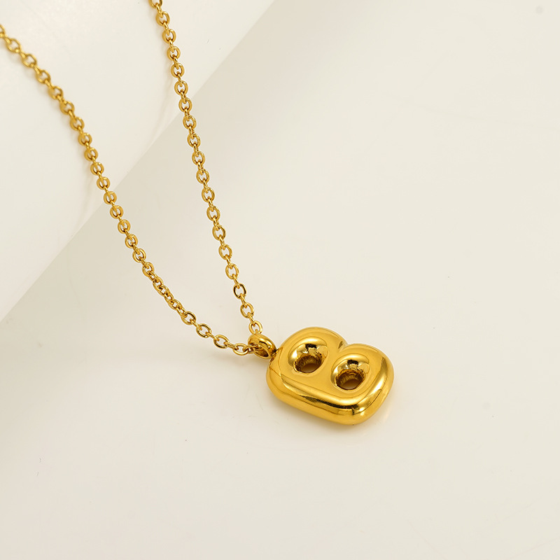 Minimalist 3D Solid A-Z Letter Gold Plated Necklace