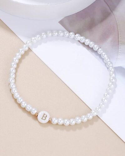 Versatile A-Z Letter Beaded Pearl Bracelet for Women