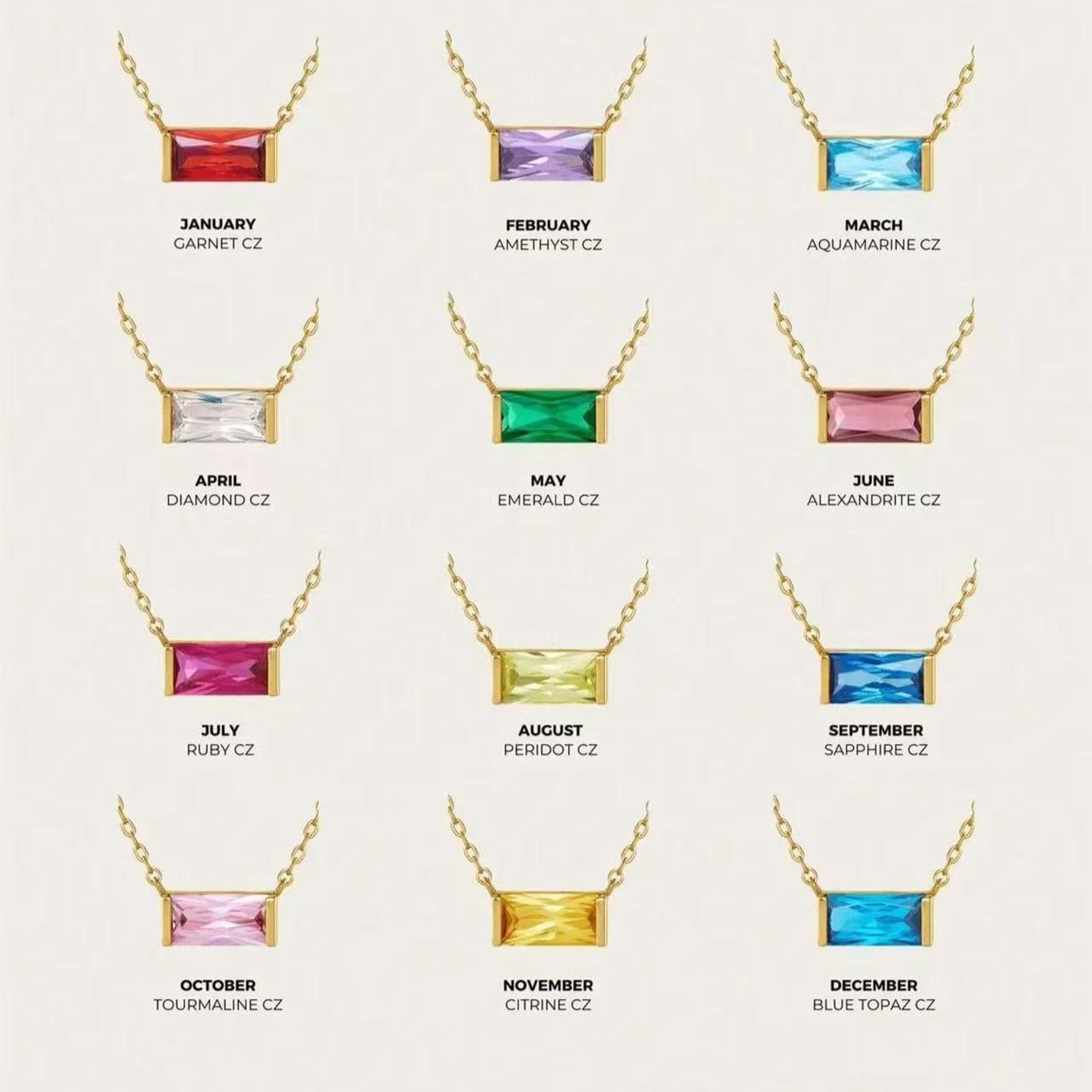 Baguette Personalized Family Birthstone Bracelet Gift for Her 1 2