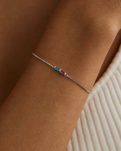 Baguette Personalized Family Birthstone Bracelet Gift for Her