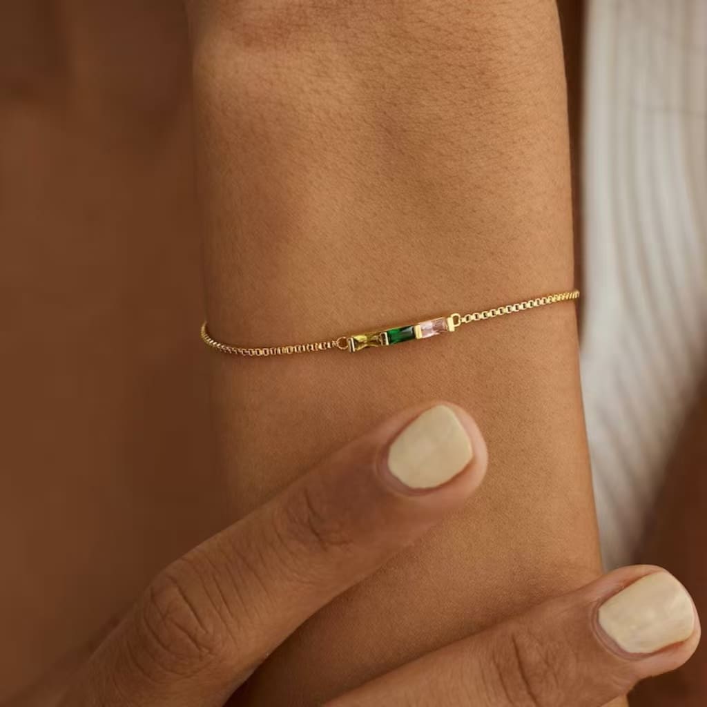 Baguette Personalized Family Birthstone Bracelet Gift for Her 10