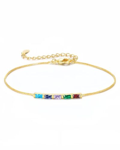 Baguette Personalized Family Birthstone Bracelet Gift for Her