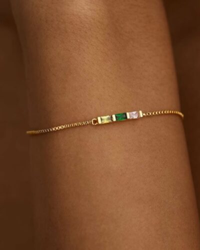 Baguette Personalized Family Birthstone Bracelet Gift for Her