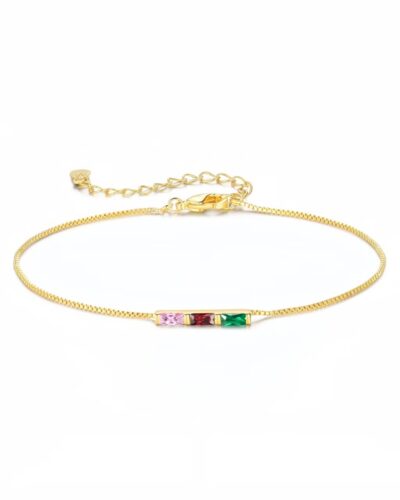 Baguette Personalized Family Birthstone Bracelet Gift for Her