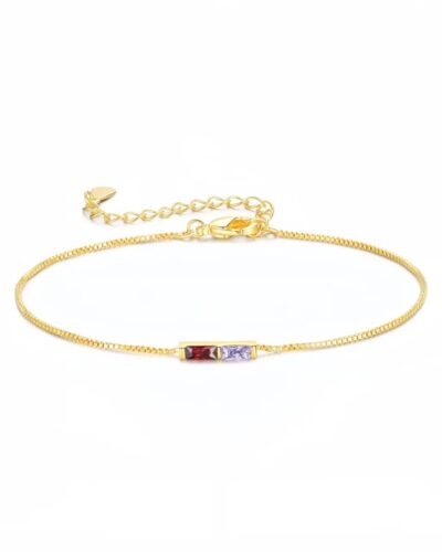 Baguette Personalized Family Birthstone Bracelet Gift for Her