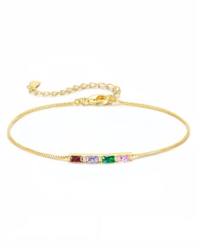 Baguette Personalized Family Birthstone Bracelet Gift for Her