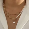 Baroque OT Buckle Double Layered Pearl Necklace