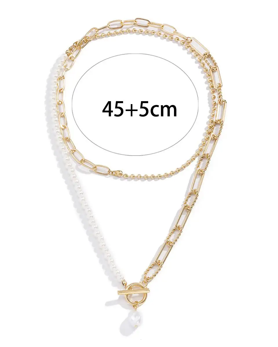 Baroque OT Buckle Double Layered Pearl Necklace 3