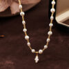 Baroque Spacer Beads Pearl Cross Necklace