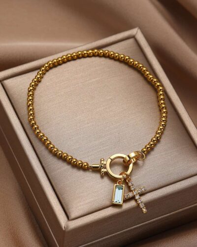 Birthstone Charm Bracelet with 18K Gold Plated