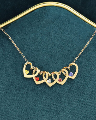 Birthstone Heart Pendant Customized Name Necklace