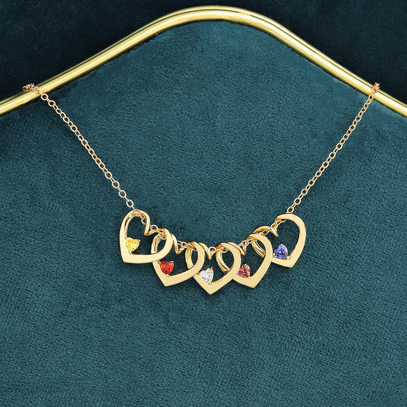 Birthstone Heart Pendant Customized Name Necklace
