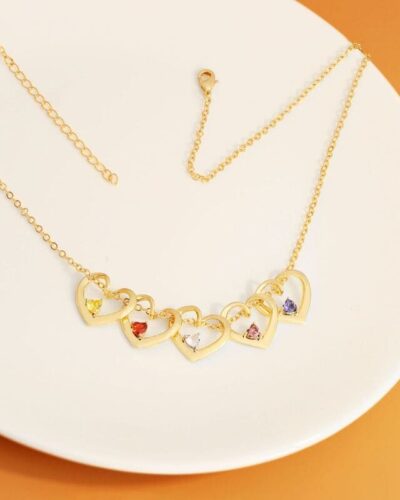Birthstone Heart Pendant Customized Name Necklace