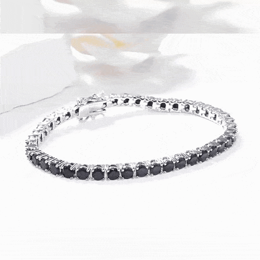 Black Moissanite Tennis Bracelet with 925 Sterling Silver