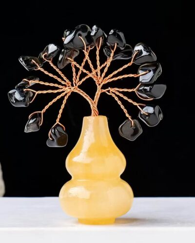 Small Crystal Ornaments Tree with Gourd-Shaped Base