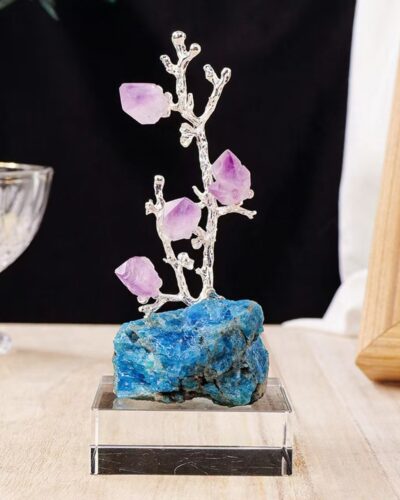 Genuine Amethyst Crystal Growing Tree Raw Stone Base