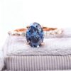 Blue-Grey Oval Cut Moissanite Solitaire Ring