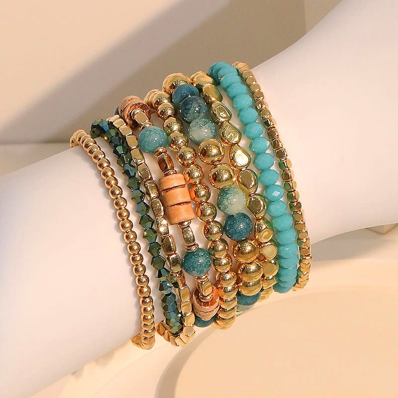 Alternative view of Blue Stackable Boho Beaded Bracelets 9-Piece Set