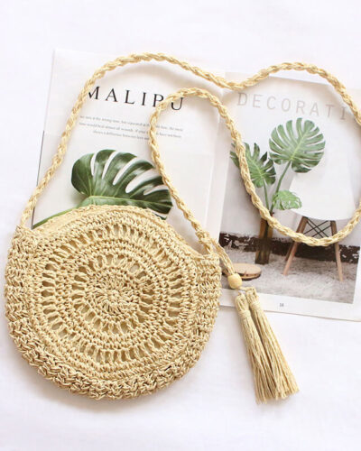 Alternative view of Round Straw Bags For Summer Bohemian Woven Crossbody Bag