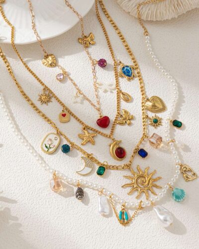 Bohemian Stainless Steel Starfish and Shell Necklace for Women