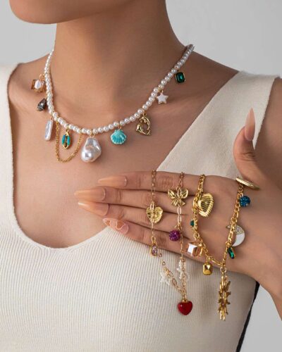 Alternativní pohled na Bohemian Beach Themed Stainless Steel Starfish and Shell Necklace for Women