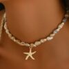 Bohemian Starfish Seashell Choker Necklace for Summer Beach