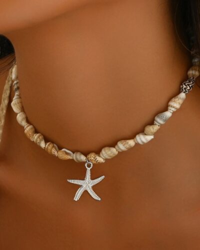 Bohemian Starfish Seashell Choker Necklace for Summer Beach