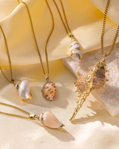 Bohemian Vintage Sea Shell Necklace with Gold Plated