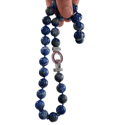 Bold 12MM Blue Beaded Lapis Lazuli Necklace 3