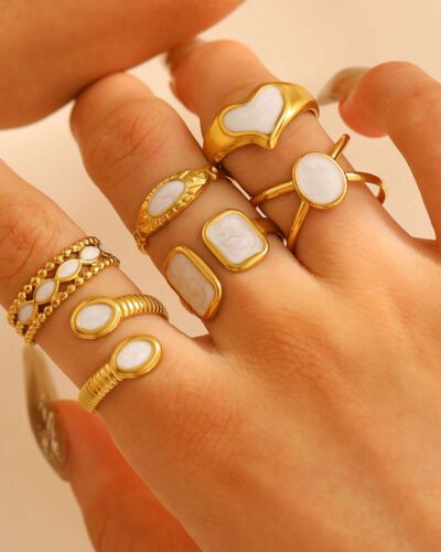 Bold Adjustable Stainless Steel Vintage Rings Set for Women