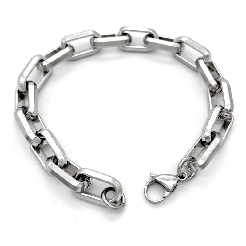Bold Thick Rectangle Link Chain Necklace Bracelet for Men