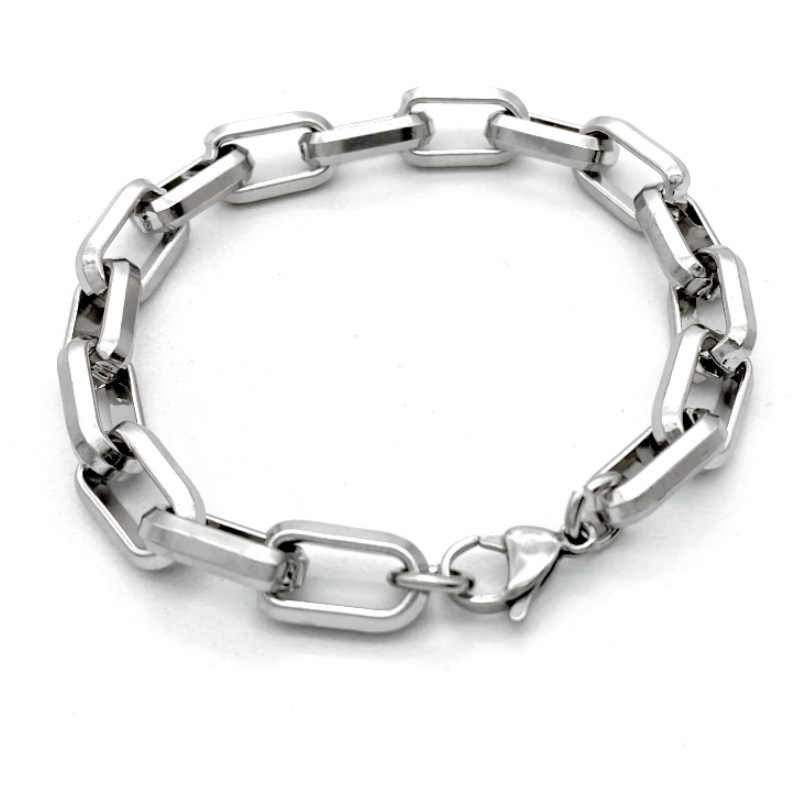 Bold Thick Rectangle Link Chain Necklace Bracelet for Men