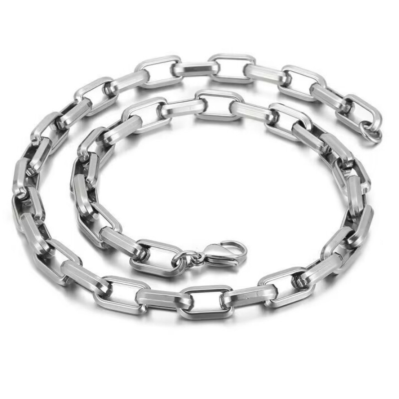 Bold Thick Rectangle Link Chain Necklace Bracelet for Men