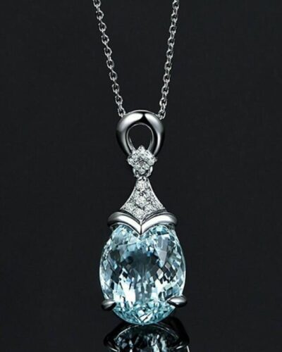 Brilliant Aquamarine Birthstone Pendant Necklace Gift for Her