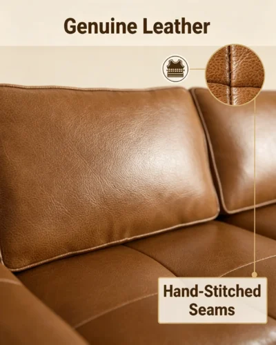 Brown Faux Leather Sectional Sofa for Living Room 9