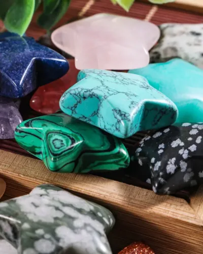 Bulk Colorful Star Shape Carved Crystals