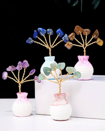 Bulk Raw Stones Crystal Tree Ornaments with Vase