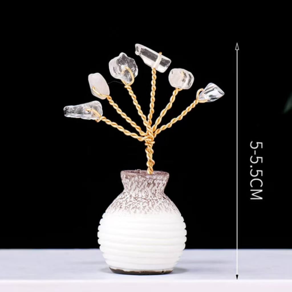 Bulk Raw Stones Crystal Tree Ornaments with Vase