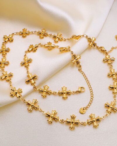 Byzantine Style Vintage Gold Plated Cross Necklace