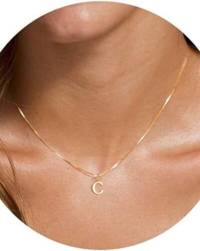 A-Z Long Gold Name Necklace Pendant Women Men